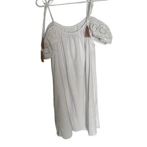 ASOS white eyelet dress with off the shoulder straps